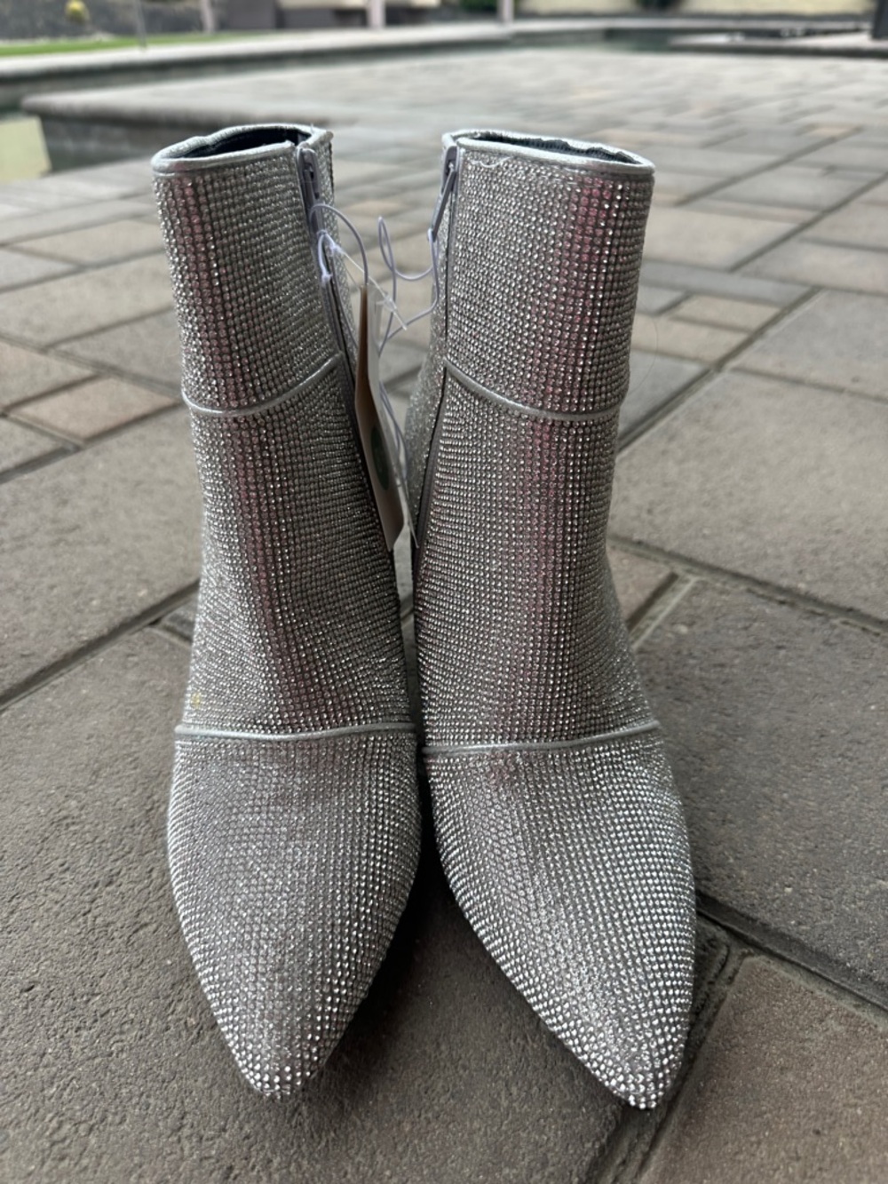 NWT Rhinestone Pointed-Toe Ankle Booties - Picture 5 of 17